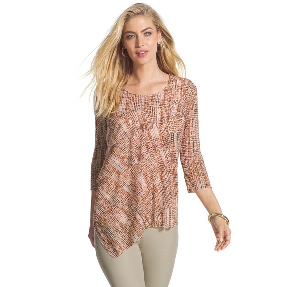 Chicos Renee Ruffle Layers Top Tunic Pink Size 3 (L) - Picture 1 of 5